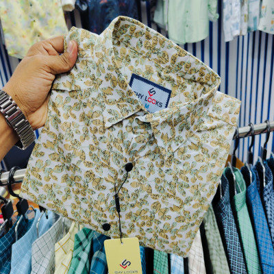 Pure Cotton full Sleeve Print Shirt for Men's