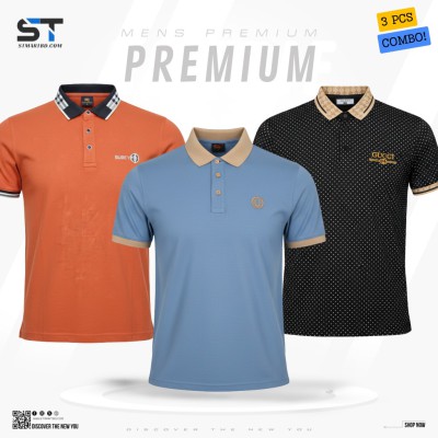 3 PCS COMBO! Premium Cotton Polo Shirt For Men (Export Quality)-A
