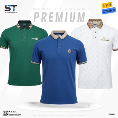 3 PCS COMBO! Premium Cotton Polo Shirt For Men (Export Quality)-A