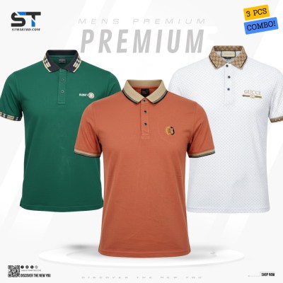 3 PCS COMBO! Premium Cotton Polo Shirt For Men (Export Quality)-A